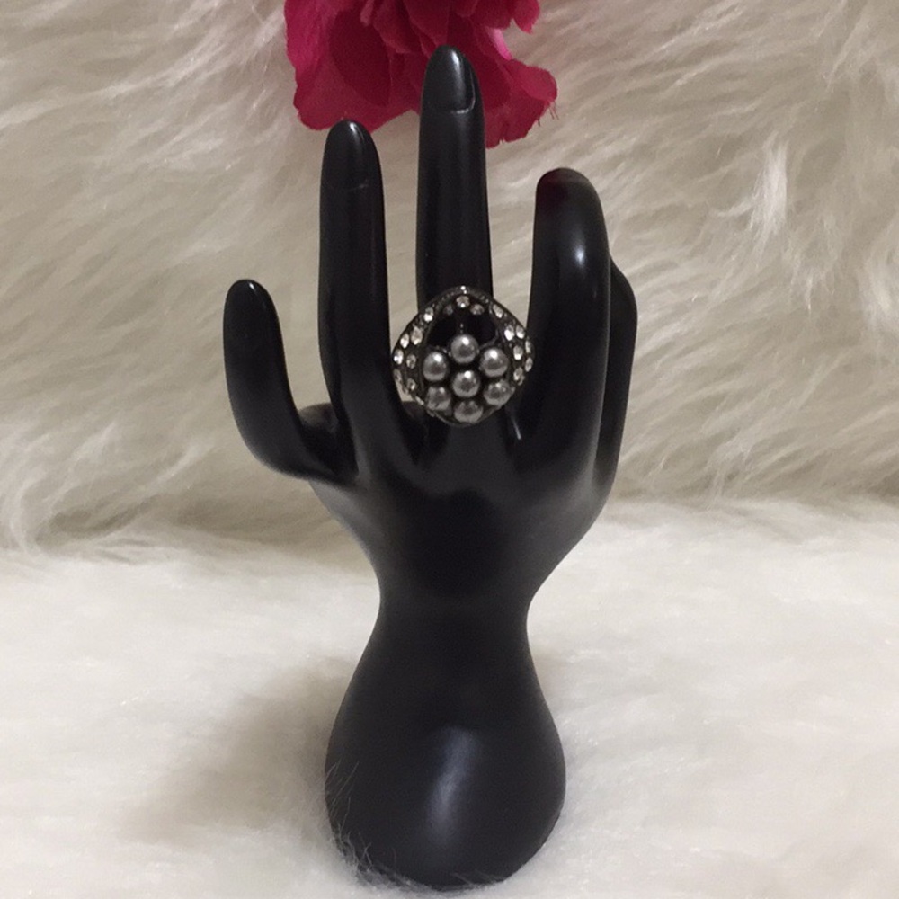 🌹Palm Beach Faux Gray Pearl Rhinestone Ring
